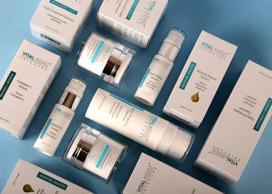 VITAL ASSIST SKINCARE RANGE Retinoids retinol retinal GDR Glycerol diretinoate lipid encapsulation encapsulation Vit C vitamin peptide peptides